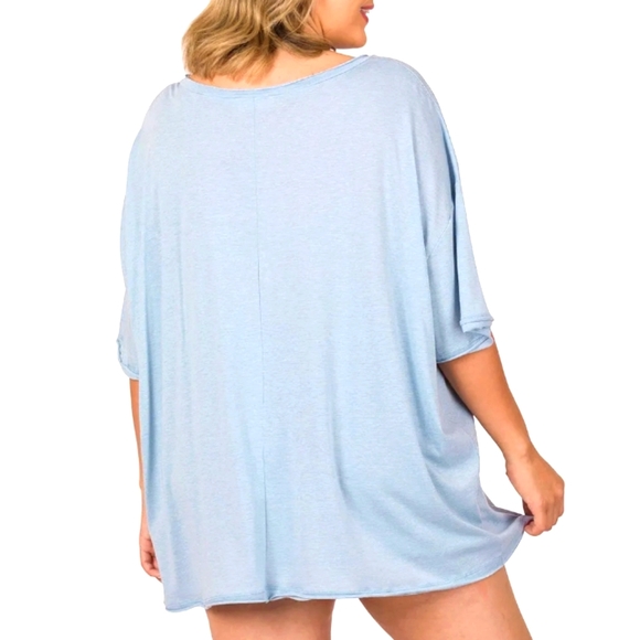 NWT 100% Cotton T shirt Plus Sizes Spring Blue, Zenana Outfitters 1X 2X 3X - Picture 5 of 6